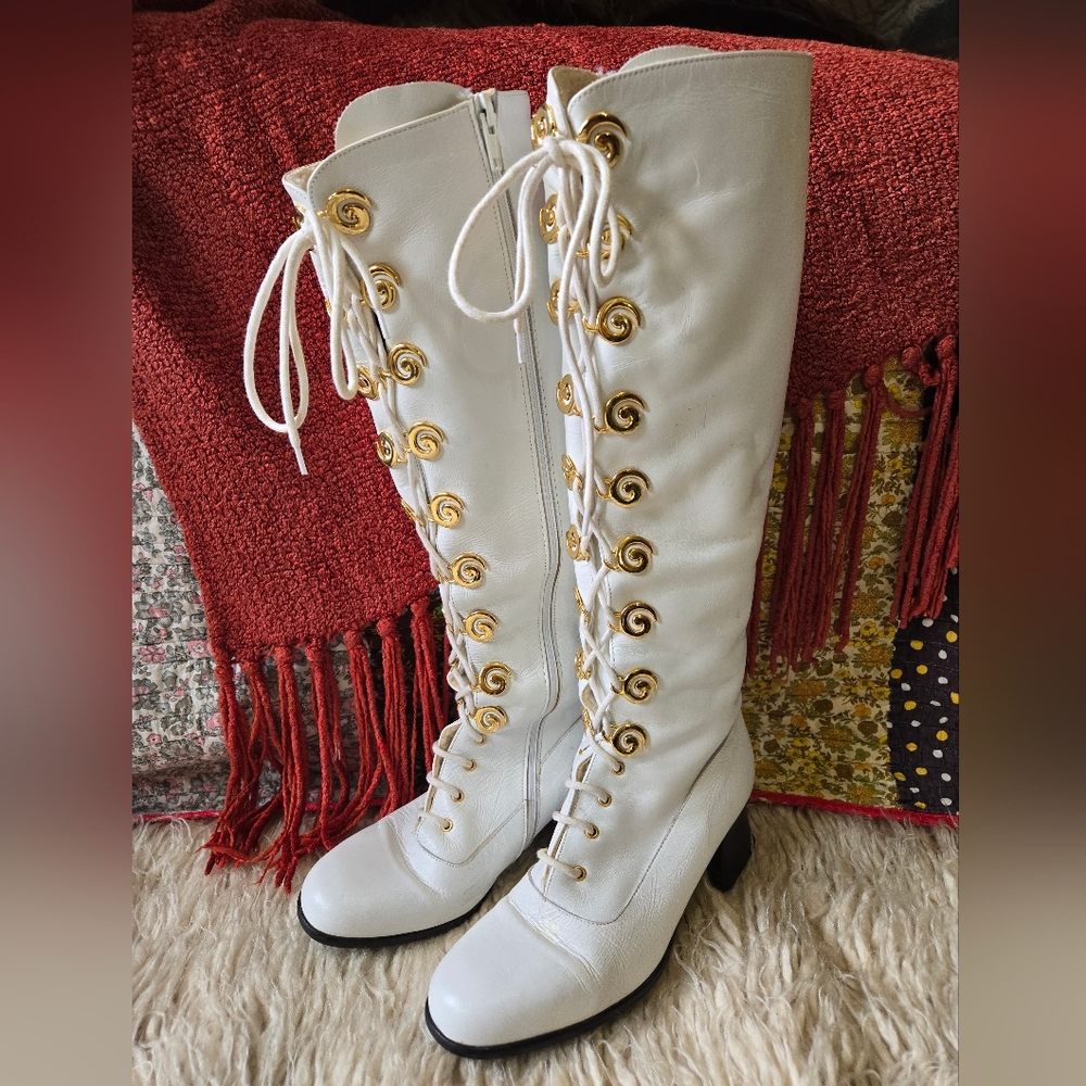 PRIALPAS GOMMA 90s Vintage Knee High Go Go Boots Sz 38